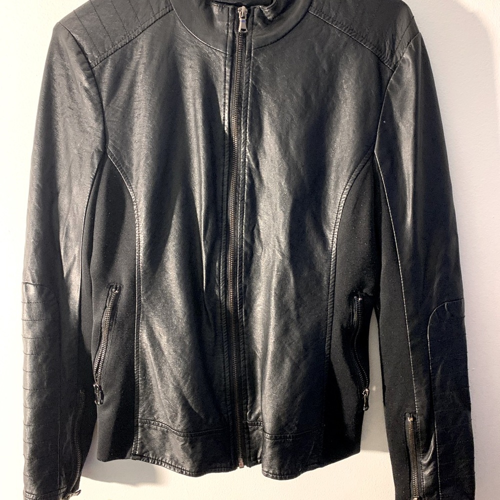 Form Fitting Vegan Leather Jacket - image 1